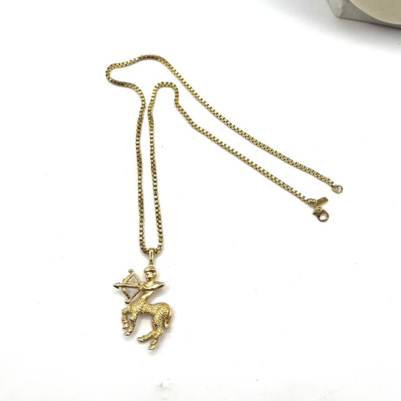 Vintage Monet Gold Zodiac Sagittarius Archer Necklace Vintage Monet 1990’s - Picture 8 of 16